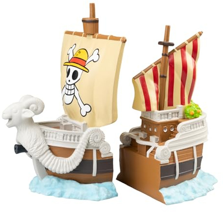 Serre-Livres One Piece Manga - Support Livres Manga ou BD : Cadeaux Décoration Figurine One Piece Bateau Going Merry | Décoration étagère : Merchandising Officiel (2 rangements de Livres)