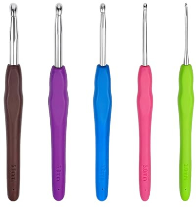 ZENQARI 5 Pezzi Set di Uncinetti, Uncinetto in Alluminio Multicolore, 5 Dimensioni da 2mm a 6mm, Kit Completo per Principianti ed Esperti, Ideale per Creazioni e Momenti di Relax in Famiglia