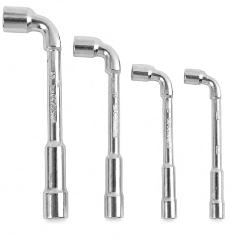 Juego de 4 llaves de pipa hexagonales en L 6 mm, 8 mm, 10 mm y 13 mm – acero CR-V (cromo vanadio) forjado y templado – llave tubo multiposición anticorrosión para mecánica, fontanería, electricidad
