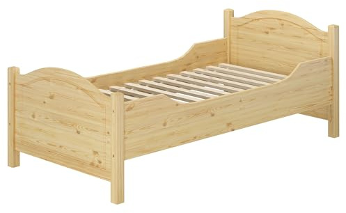 Erst-Holz®Seniorenbett extra hoch Rollrost 90x200 Massivholz Kiefer Holzbett Einzelbett Gästebett 60.40-09