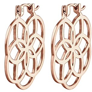 Elli Ohrringe Damen Creolen Lebensblume Ornament in 925 Sterling Silber Rosévergoldet