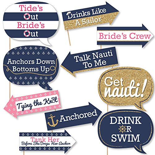 Funny Last Sail Before The Veil - Bridal Shower Photo Booth Prop Kit - 10pc