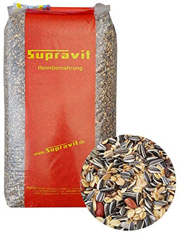 Supravit Winterfutter | Streufutter für Wildvögel 25kg mit Sonnenblumenkerne, Erdnüsse, Hanfsamen, Rosinen & mehr | energiereiches Wildvogelfutter im Winter
