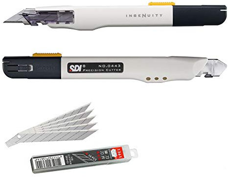 SDI - Confezione Taglierini Professionale Alta Precisione SDI Ingenuity con 10 Lame di Ricambio Acciaio SK2+Cr. di 9mm/30º. Ergonomico e Adatto ai Mancini. Colore Avorio, Misurare 14 cm