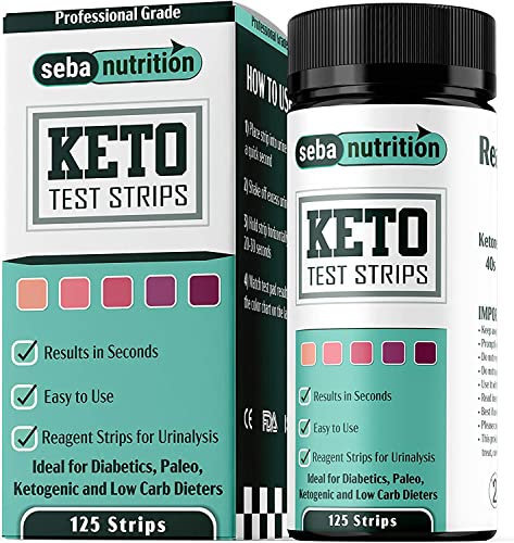SEBA Nutrition - Keto Urine Test Strips - Urinalysis Test Sticks - Design for Ketogenic and Low Carb Diets - Best for Accurate Meter Measurement of Ketones - New Improved Formula (125 Strips)