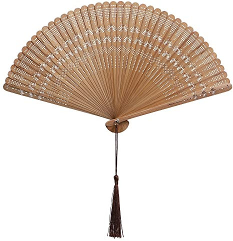 VOSAREA Bambus Handfächer: Vintage Fächer Holz klein Handfächer echt Bambus - japanischer chinesischer Hand Fan für Hochzeit Braut Party Tanz