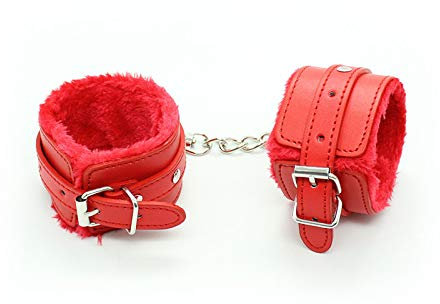 BONDAGERIE® Manette rosse per coppia con peluche, 100% materiale sicuro