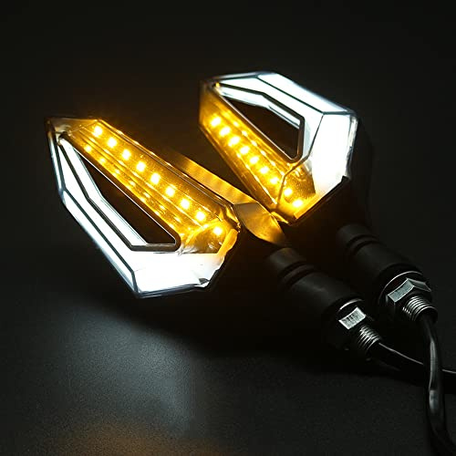 Riloer 1 paire de clignotants de moto étanche universel moto LED feu arrière, Lumière blanche