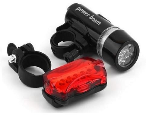 BARAC Luz LED Delantera y Trasera para Bicicleta, Blanca y Roja, Faro para Visibilidad en Ciclismo (Negro)