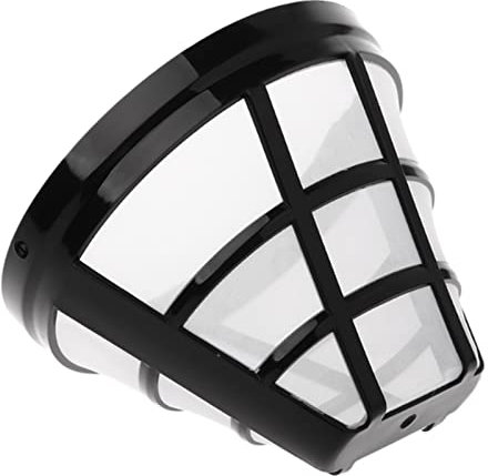 Maciun Reusable Plastic Permanent Coffee Filter with Handle, Stainless Steel Mesh, Washable, 4# Cone, Black, 1 Count
