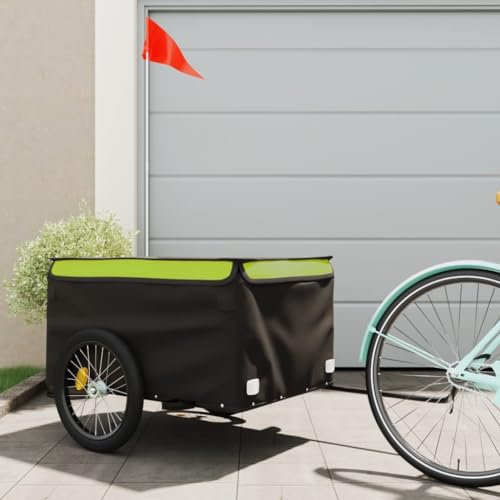ShGaxin Cykel Last Trailer Järn Svart och Grön 45 kg, Hundcykel Trailer, Lastcykel Trailer