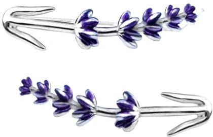Pendientes de lavanda. Plata de ley 925 y esmalte