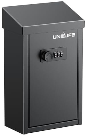 Uniclife Boîte à clés pour l'extérieur, boîte à dons en métal avec serrure à combinaison, boîte à suggestions sûre, boîte aux lettres murale avec fente supérieure, boîte à billets en acier pour la