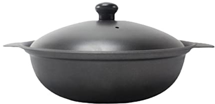 TOPPERFUN 22cm Cast Iron Rice Pot Lid, Casserole for Braised Chicken and Steamed Rice, Sturdy Iron Cooking Pot for Home Kitchen, Suitable for Stovetop Braising and Slow Cooking