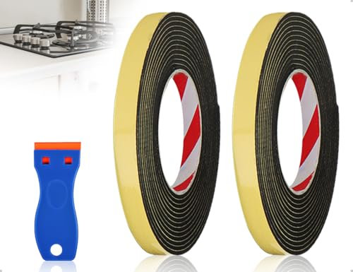 Emezddo Cinta de sellado de 10 m,cinta de montaje autoadhesiva con raspador pequeño,para placas vitrocerámicas,cocinas eléctricas,placas de cocción,industria automotriz,bricolaje(3 x 10 mm)
