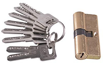 IZHAOGJING Bombin Cerradura Seguridad, Bombin Doble Embrague 70mm con 8 Llaves Pulgar turnos Perfil Cilindro Bloqueo de latón