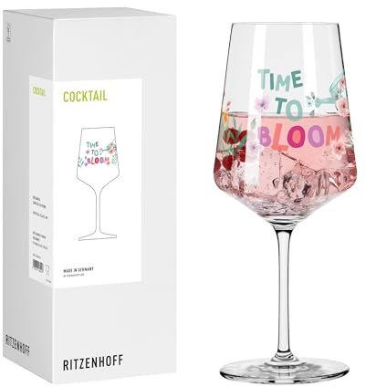 RITZENHOFF 8231003 - Bicchiere da aperitivo Sprizz, 500 ml, serie Home & Garden, con scritta Time to Bloom, colorato, made in Germany