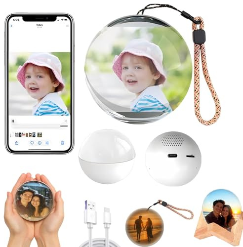Bola de Cristal con WiFi Lumiorb: Esfera de Memoria para vídeos y Fotos en 3D, Adorno de orbe de Memoria con núcleo inmersivo, Esfera reproductora de vídeos y Fotos (White)