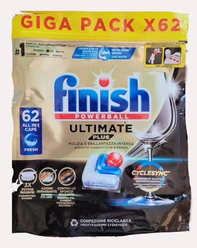 Finish Ultimate Plus Pastilles Lave-Vaisselle, 62 capsules