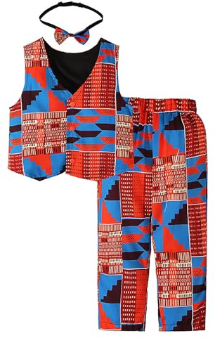 Conjunto de 3 Piezas para niños y bebés con Estampado Africano Dashiki Conjunto Infantil Elegante y cómodo para Ocasiones y Uso Diario