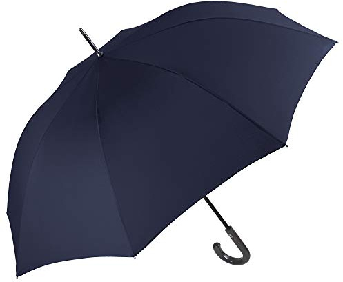 PERLETTI Ombrello da golf da uomo, grande, resistente al vento, con struttura in fibra di vetro, diametro 120 cm, apertura automatica, Blu marino, Diamètre 120 cm, Ombrello canna