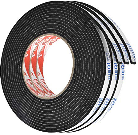 Kissral 3pcs Doppelseitiges Klebeband 10mm Breit*3mm Dick*5m Lang Schwamm Klebeband Schaumband Dichtband Selbstklebend Schwarz Dichtungsband Selbstklebend Tür für Türdichtungen Fensterdichtung Küche