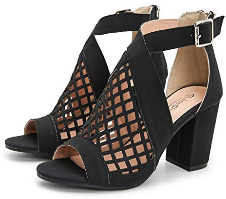 High Heels Shoes for Women Summer Peep Toe Block Heel Sandals Ladies Ankle Boots Hollow Zipper Fashion