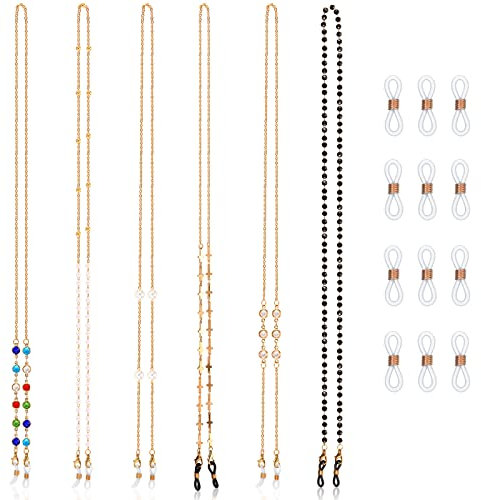 6 Stücke Brillenketten für Frauen Brillenband Brillenkette Schnur mit Gummiring (Eleganter Stil)