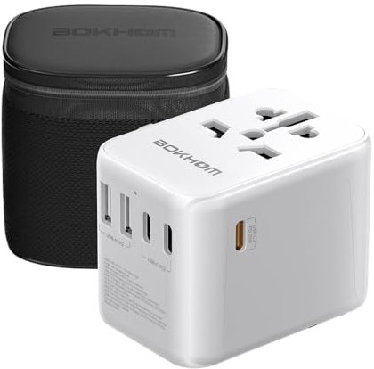 Adaptateur Voyage USB C PD 30W Charge Rapide, Adaptateur de Prise dans Le Monde Entier Double Fusibles 10A Protection Contre Les Surtensions Adaptateur Voyage Universel Tout-en-Un - EU UK US AU Plugs