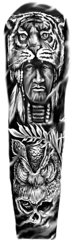 x3 Tatouage bras indien - 1 lot de 3 Feuilles de tatouage éphémère sleeve | Bras complet | Noir | Homme - TATTOO YOUR STYLE