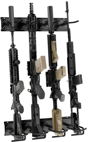 Upbci Gun Rack Wall Mount, Heavy Duty Steel Adjustable 4/8/12 Slot Indoor Gun Racks for Wall, Securely Shotgun & Rifle Rack