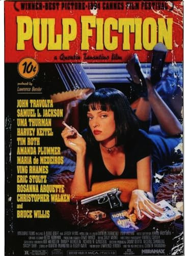 KUSTOM ART Cuadro cuadro de estilo vintage de la serie de pósteres de la película famosa Pulp Fiction, impresión sobre madera, 30 x 21 cm.