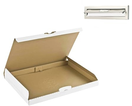 JECO - Lot de 10 boites postales extra-plates 340 x 250 x 30 mm blanches boites carton expédition format lettre épaisseur 3 cm