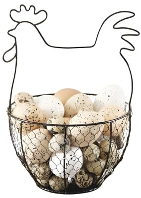 Eierkorb Henne aus Metall, schwarz, Ø 17 cm, Eier Sammelkorb, Tischdeko, Metallkorb, Osterdeko