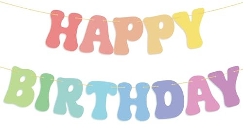 Happy Birthday Girlande Deko Geburtstag Banner Hängende Dekoration Erste Baby Dusche Party Geburtstagsdeko Geschenkidee zur Junge Mädchen Foto Hintergrund Hängedeko (Pastell)