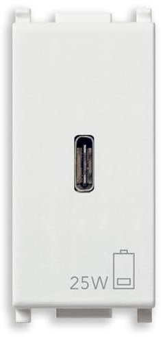 Vimar 14292.C.25 Plana Alimentatore USB da 25 W per dispositivi elettronici, uscita USB C, tecnologia Power Delivery