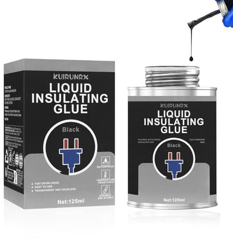 KUIRUNRX® Insulating Glue, Flüssiggummi Schwarz, 125ML Isolierband Schwarz, Hitzebeständiger Flüssiggummi Kabel Isolierung Flüssiges Isolierband für Kabel Isolierung Innen Außenbereich