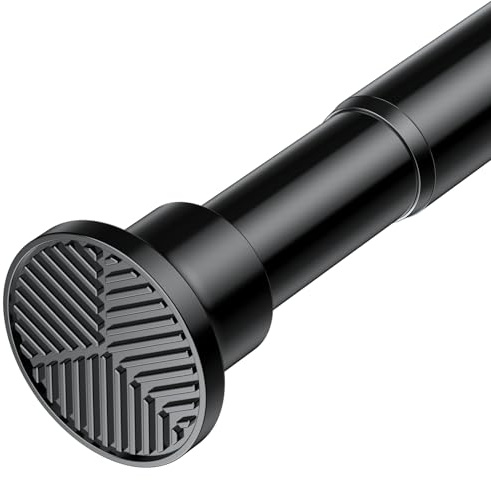Tringle Rideau Sans Percage Extensible,71-160 cm,(Diamètre 25 mm) Tringle à Rideaux en Inox Noir,Idéale pour Salle de Bain,Fenêtre,Porte et Penderie