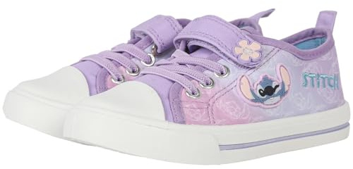 Disney Kids Girls Stitch Low Top PU Trainers Official Licensed Character Sneakers Shoes - Stitch 29439 Sneakers 13 UK CH Purple