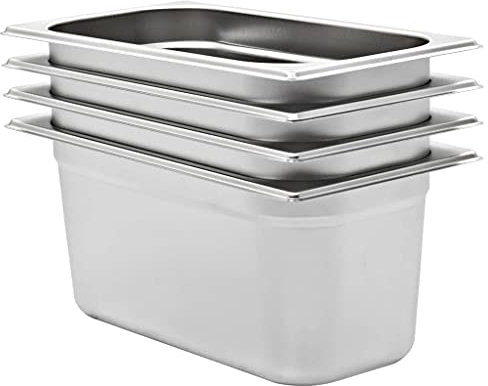 NQJIBUE Gastronorm Contenitori 4 pz GN 1/3 150 mm Acciaio Inox