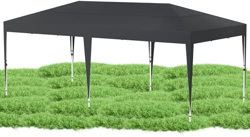 QEENTOE 3x6m Faltpavillon Winterfest Pavillon Höhenverstellbar Wasserdicht Pop-Up Partyzelt mit Tasche Bierzelt Faltpavillon Gartenpavillon für Hochzeiten Freien - ohne Seitenwände - Anthrazit