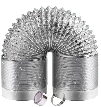 Flexibel ventilationsslang av aluminium, 2-lagers aluminium stretchfläktkanal, ljustät lång ventilationsslang flexibel luftkanal(4m,180mm)