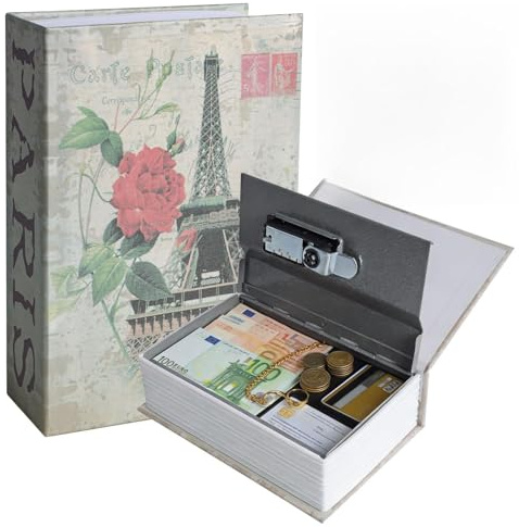 Coffre Fort en Forme de Livre, Coffre Fort Discret avec Serrure à Combinaison pour Argent Clé, Bijoux et Objets de Valeur, 18x11.5x5.5 cm (Rose)