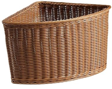 Colcolo Cesta de Almacenamiento de Esquina para Decoración del Hogar, Canasta de Almacenamiento Triangular Multiusos Decorativa, de Ratán Sintético para Sala de Estar, Radio 33.5 Cm