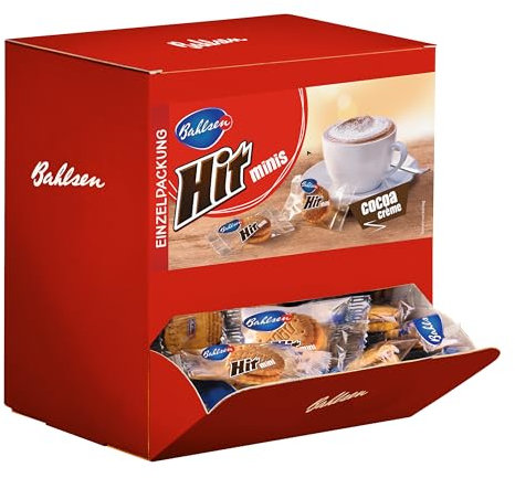 BAHLSEN Hit Minis 975 g- Thekenaufsteller mit ca. 150 Portionspackungen, Mini-Doppelkekse mit leckerer Kakaocremefüllung, ideal zum Kaffee, Schokokeks