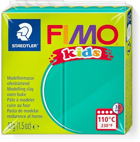 STAEDTLER FIMO Kids, modelleringsmassa för modellering och knådning, 16 färger, för barn grön grön