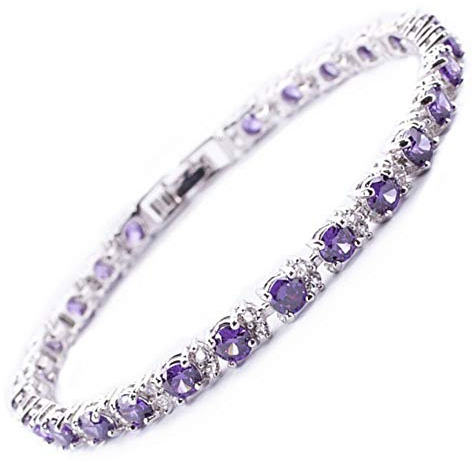 RIZILIA Eternity tennisarmband [18 cm/7 tum] med runda slipade ädelstenar CZ i 18 K vitguldpläterad, enkel modern elegans