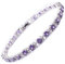 RIZILIA Eternity Tennis Bracelet [18cm/7inch] with Round Cut Gemstones CZ [Purple Amethyst] in 18K White Gold Plated, Simple Modern Elegance
