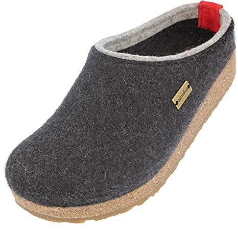 HAFLINGER Grizzly Kris Filzpantoffel Hausschuh Filzclog Graphit, Gr. 35