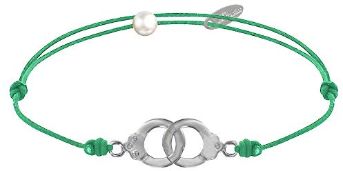 Les Poulettes Jewels – Smycken Armband Dam, Länk Sterling Silver Handbojor, Colore: gRÖN, Cod. SDU-BRA-05-11-1278